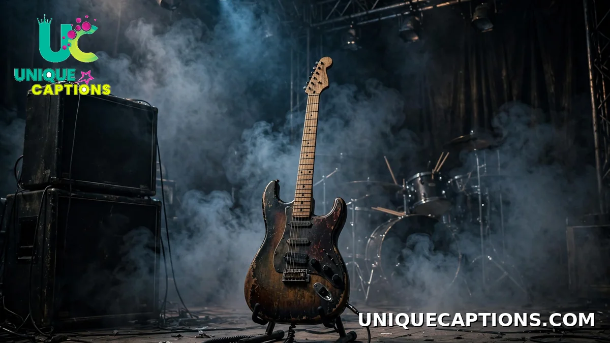 electric guitar on a smoky 90s rock concert stage