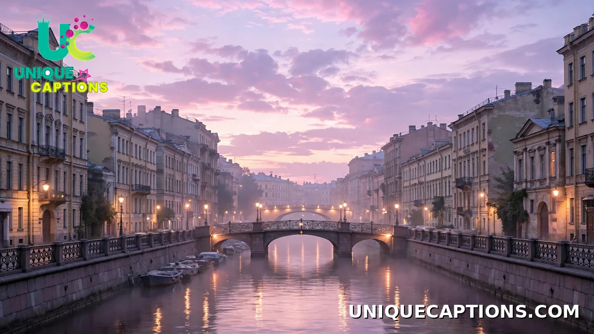 Dreamy St. Petersburg canal at dusk in pastel colors