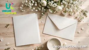 A greeting card and flowers arranged in a flat lay