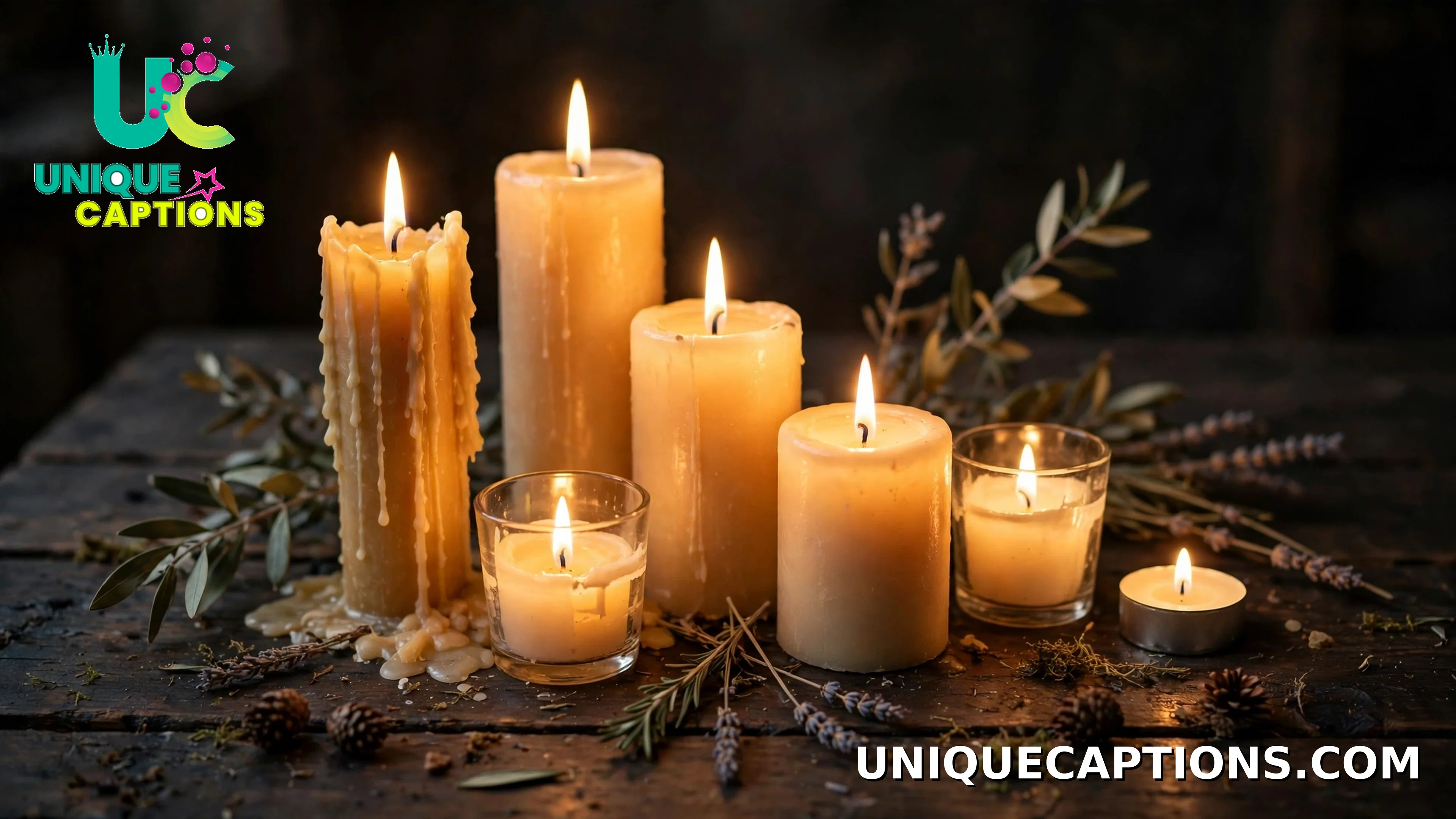 A group of candles of different heights glowing together, in memory of departed family members