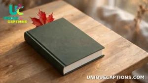 Single hardcover book with a red autumn leaf used as a bookmark