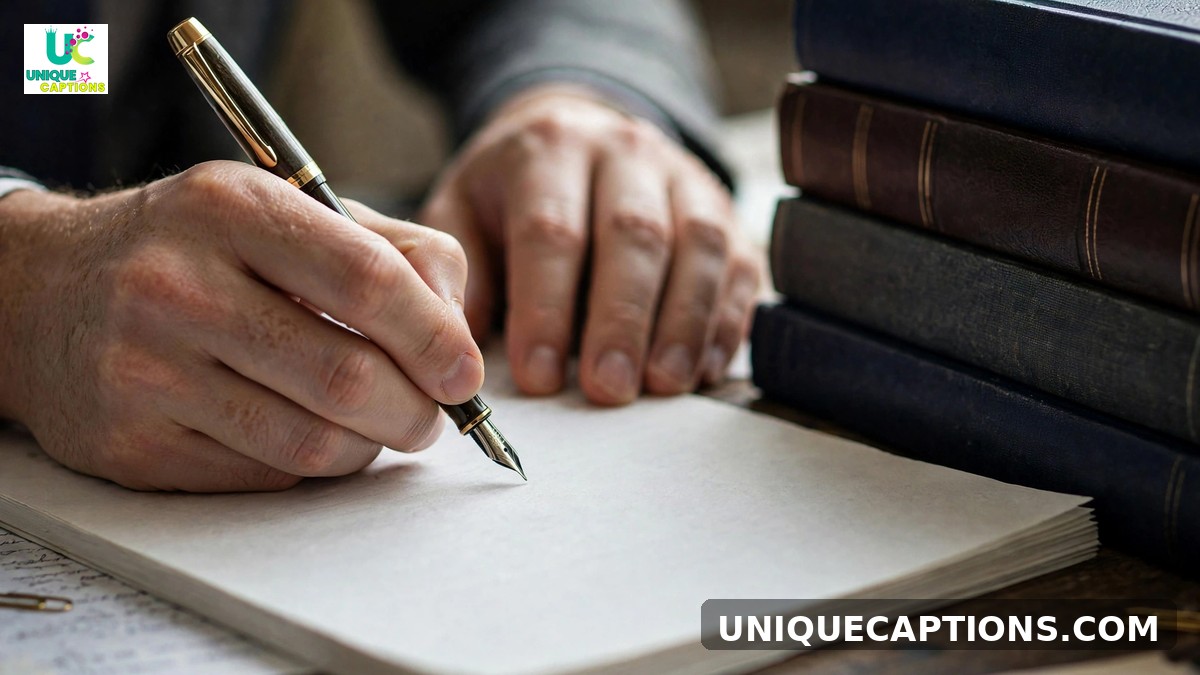 Bar exam captions - hands writing with fountain pen on exam papers beside textbooks