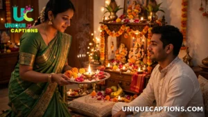 Sister performing aarti for her brother with a decorated thali of flowers and a diya