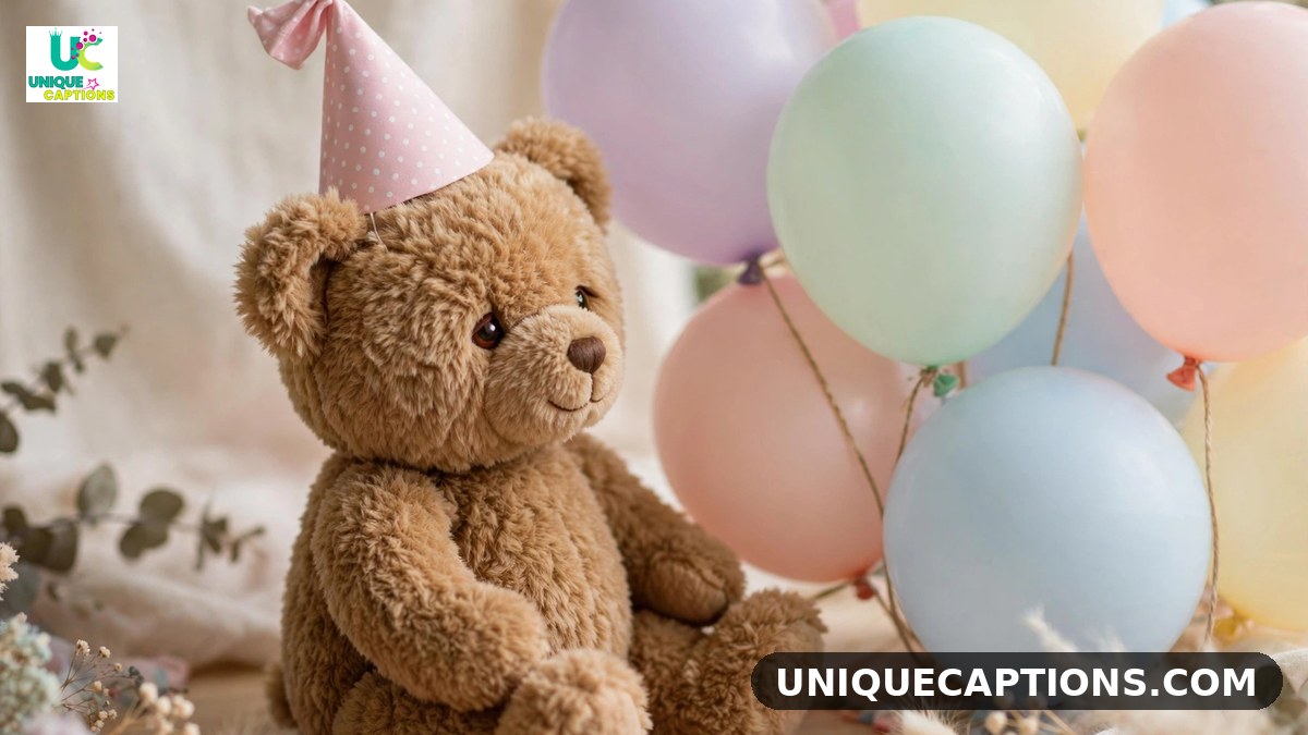Birthday prayer for little sister with teddy bear and pastel balloons
