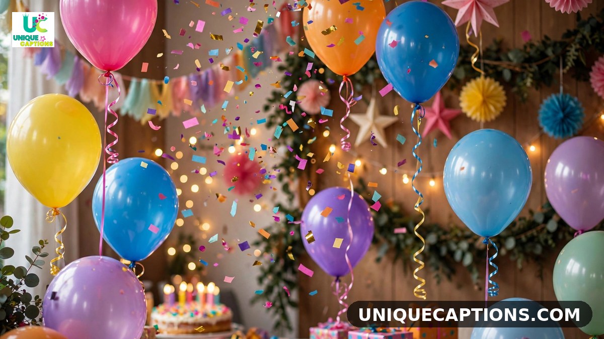 Birthday prayer for sister happiness and smiles with balloons and confetti