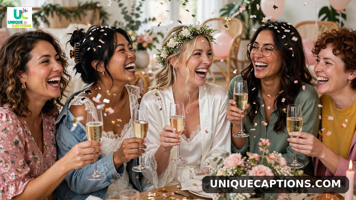 Funny bridal shower captions - guests laughing and having fun at a bridal shower
