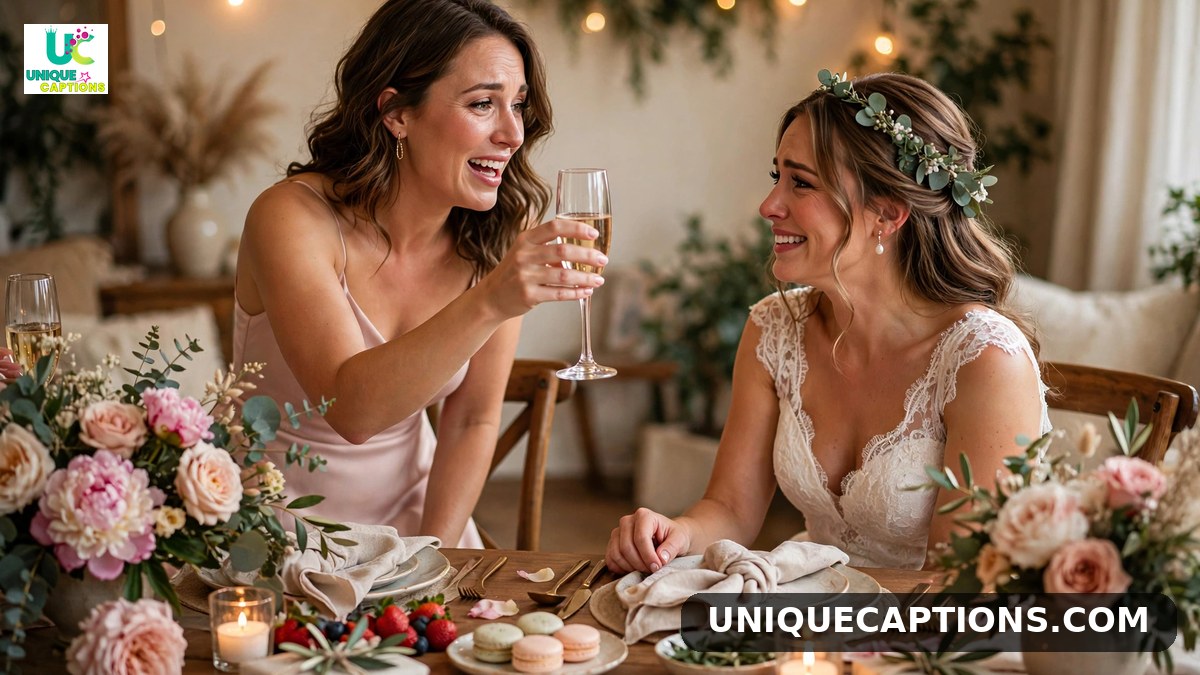 Maid of honor bridal shower captions - maid of honor toasting the bride-to-be