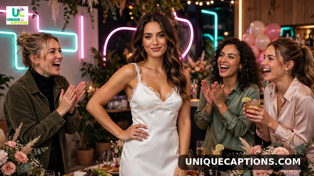 One-line bridal shower captions - chic bridal shower setup perfect for a quick caption
