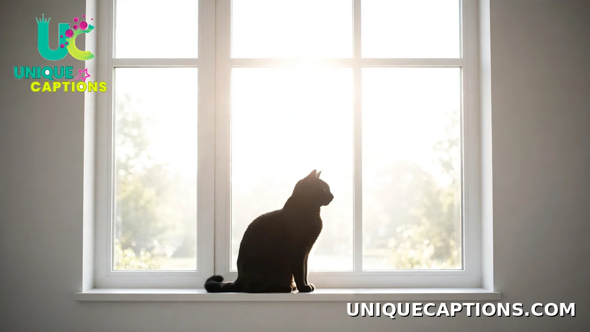 Cat silhouette sitting in a bright window
