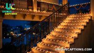 Staircase and balcony lined with dozens of lit diyas at home