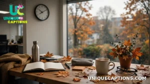 Work desk with coffee and a wall clock on the Monday morning after fall back