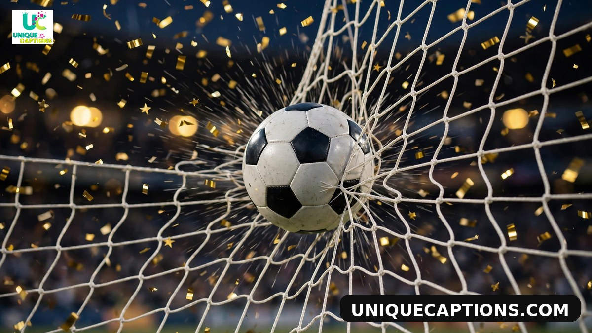 FIFA Club World Cup captions - ball hitting the back of the net with golden confetti