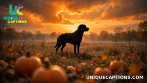 Dog silhouette against an orange Halloween sunset