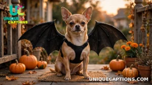Chihuahua wearing black bat wings