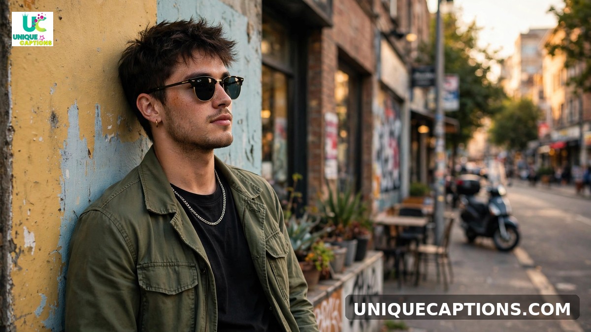 Hot captions for boys - stylish young man in sunglasses with a confident urban look