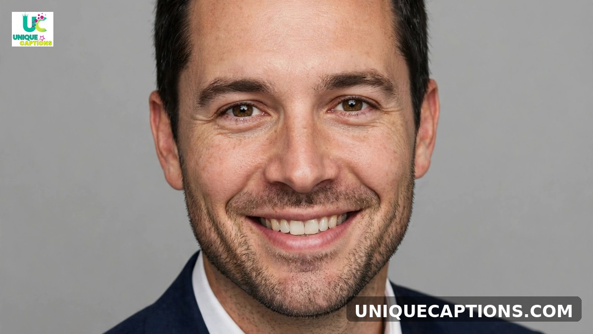 Lawyer bio captions - professional headshot of a smiling lawyer on neutral background