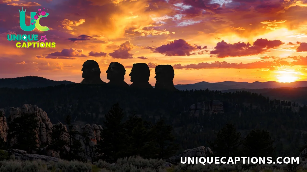 Black Hills sunset panorama with monument silhouette