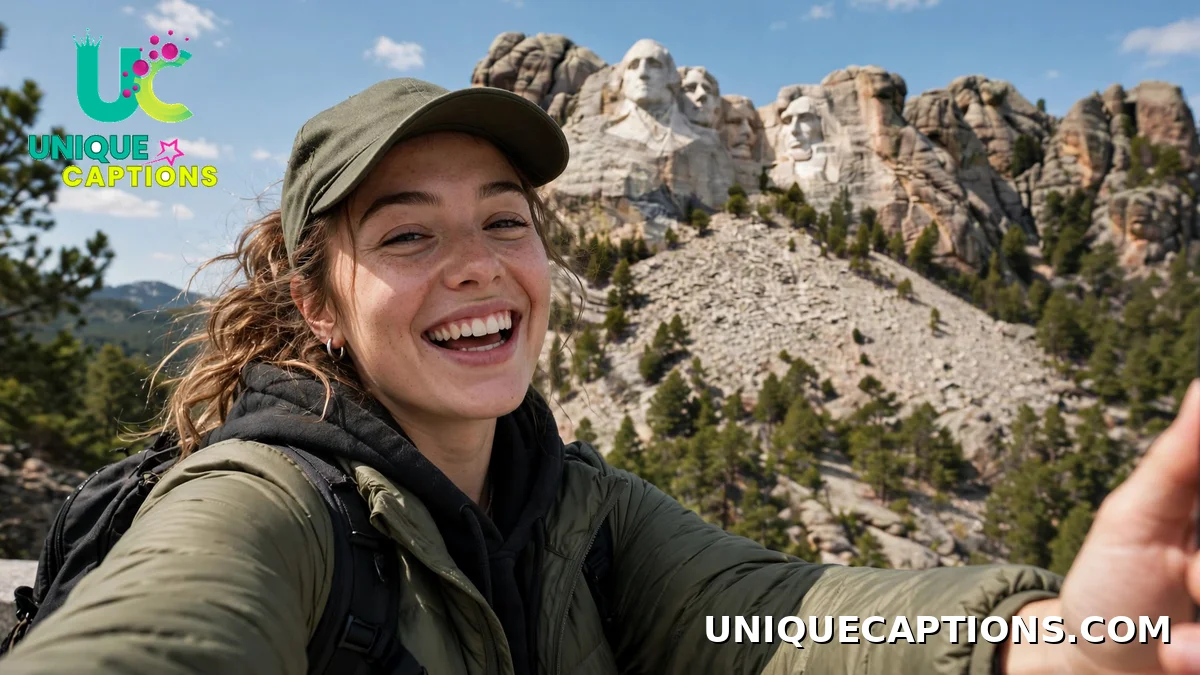 selfie with Mount Rushmore in the background