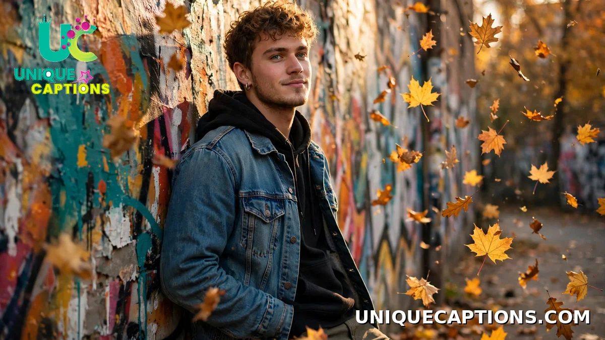November captions for boys with hoodie street style
