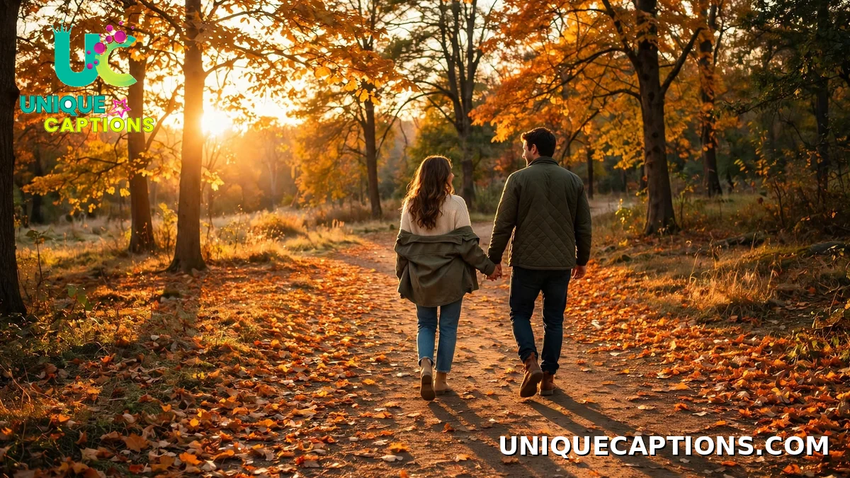 November captions for couples holding hands at sunset