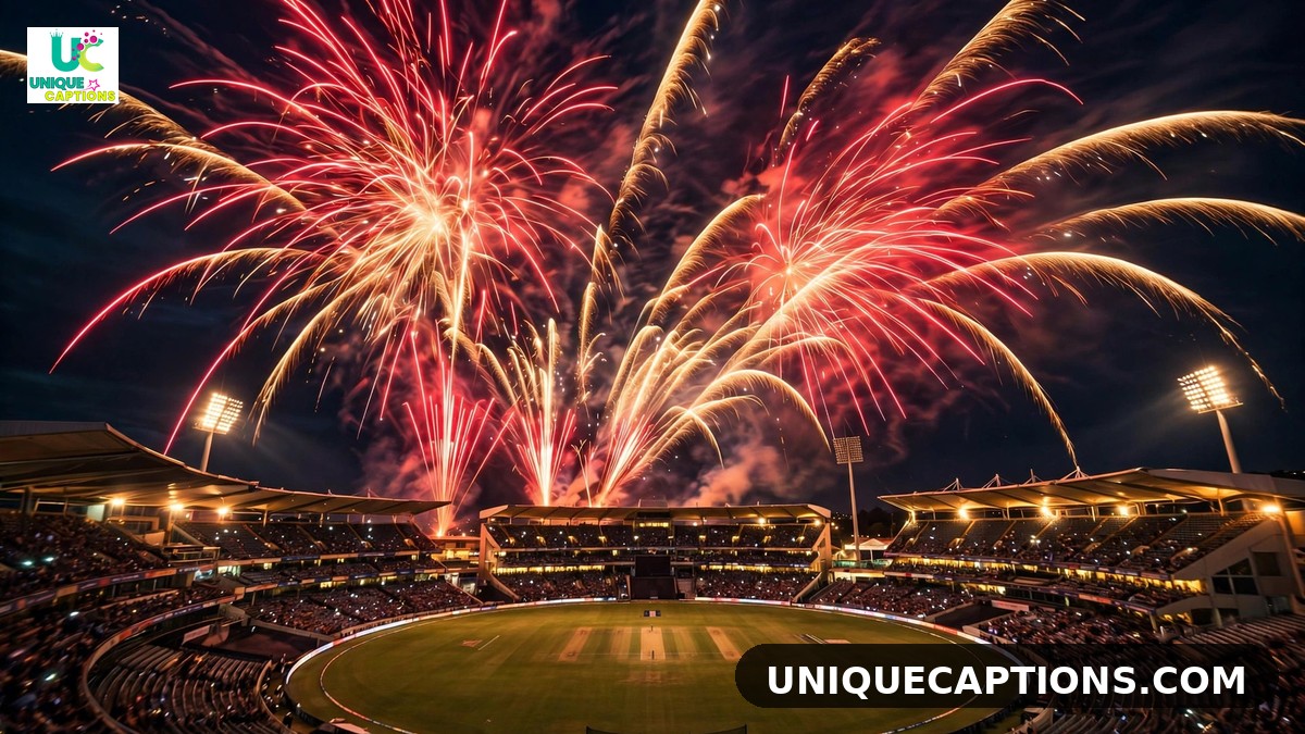 Fireworks over a stadium for Play Bold RCB captions