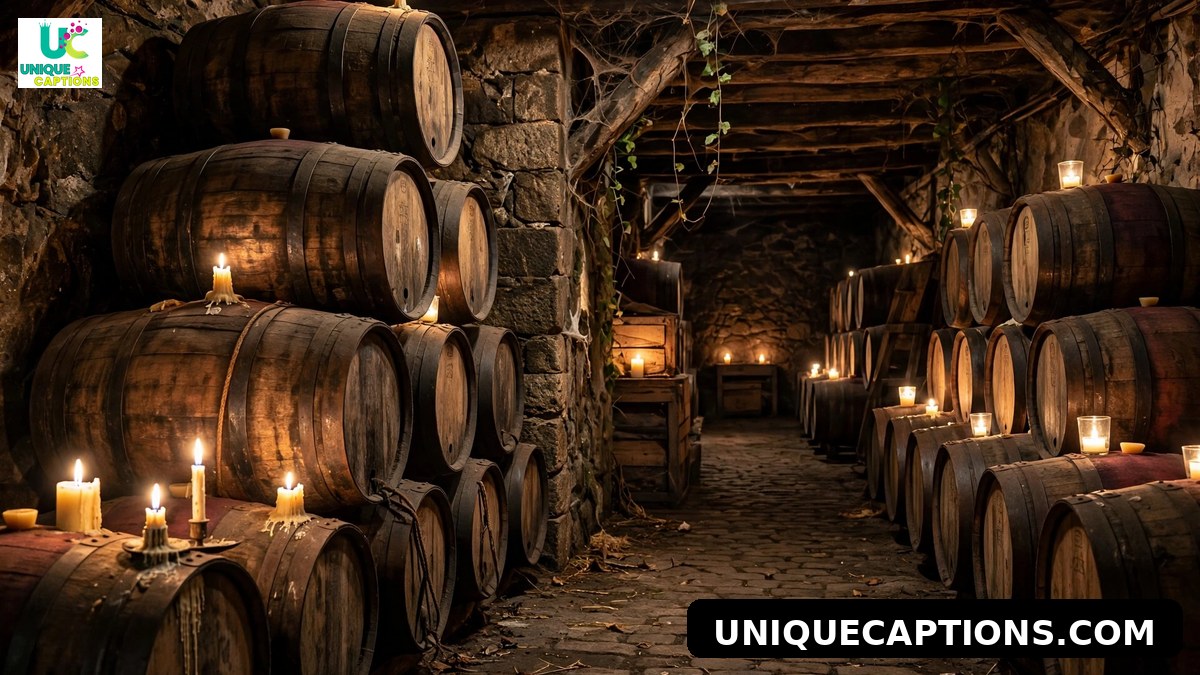 Old port wine barrels in a traditional Vila Nova de Gaia cellar