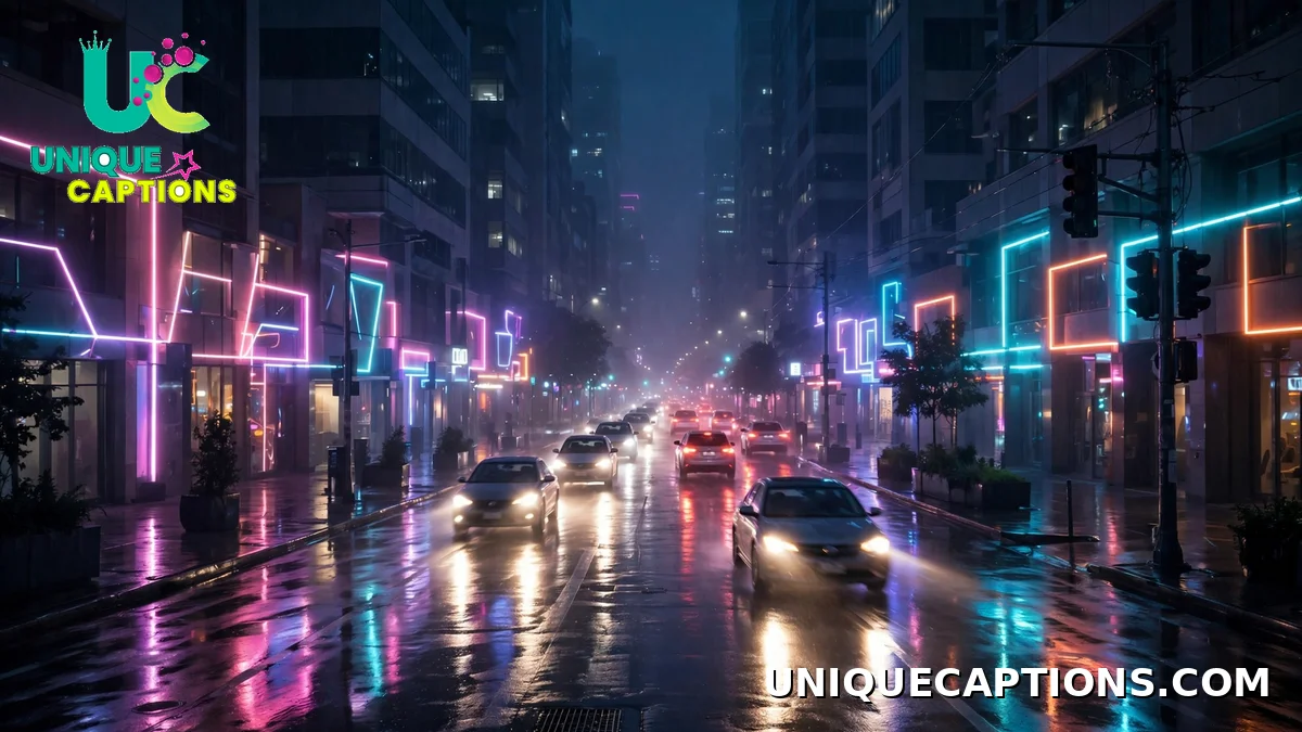 Post Malone late night captions - neon-lit city street at 2am
