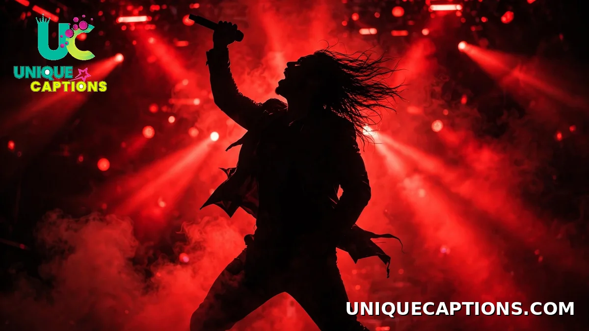 Post Malone savage captions - performer silhouette against blazing red stage lights