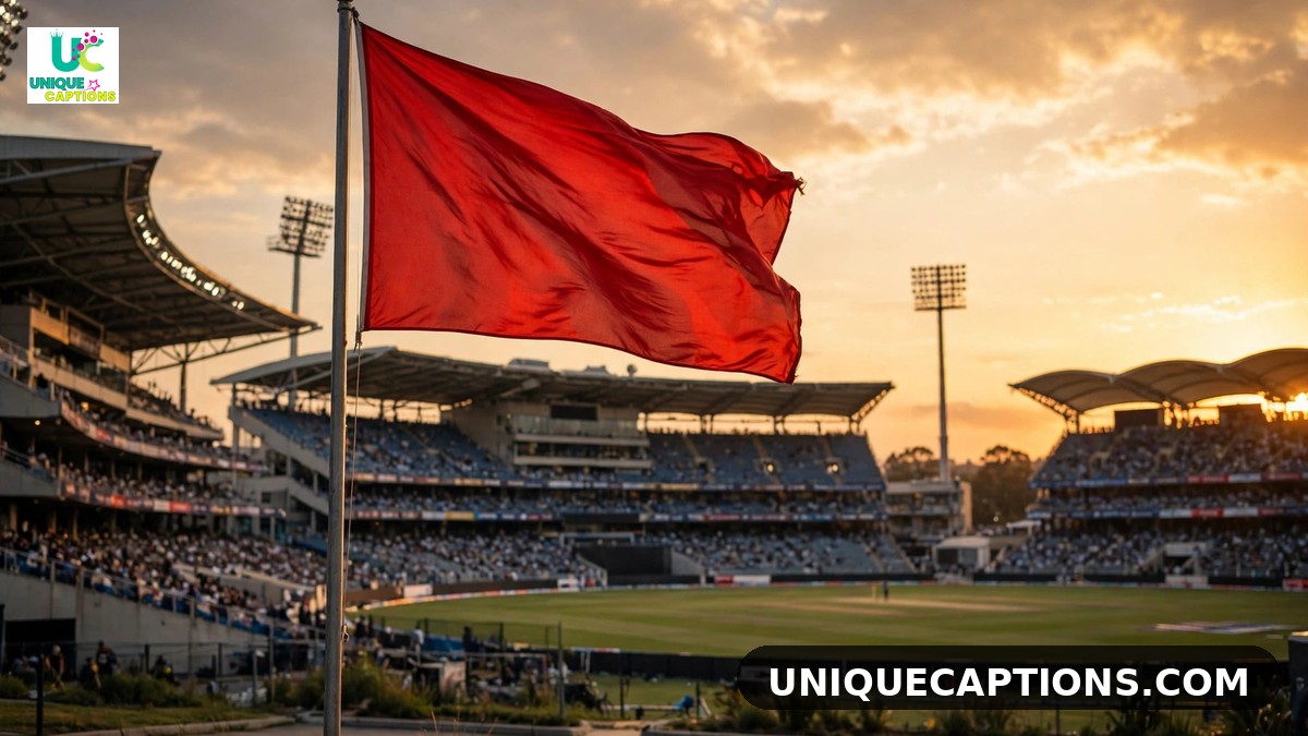 Red flag waving at golden hour for RCB attitude captions