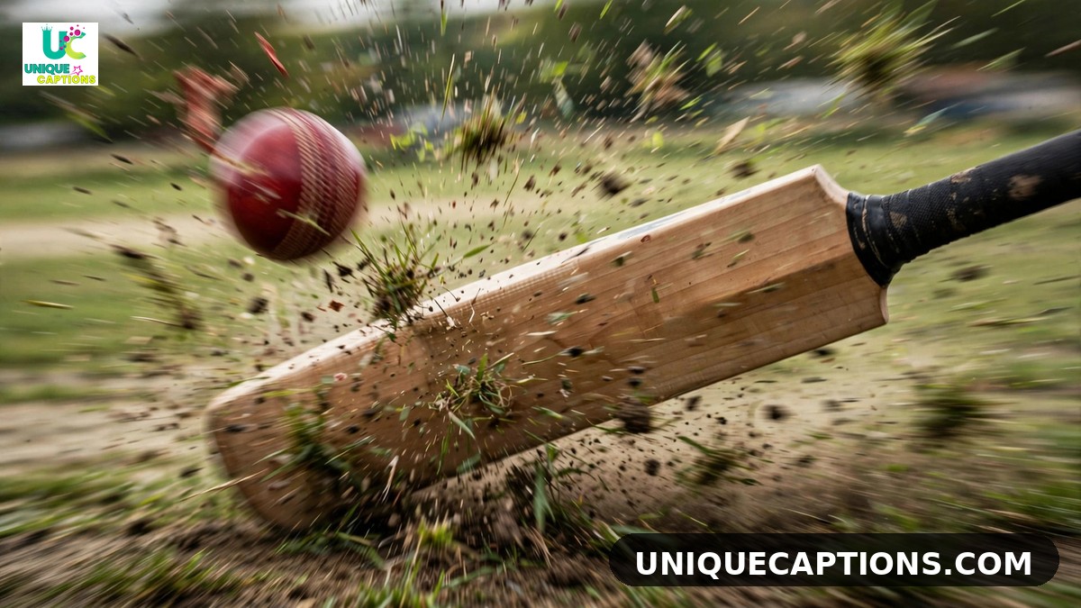 Bat striking the ball in action for RCB sixes and fours captions