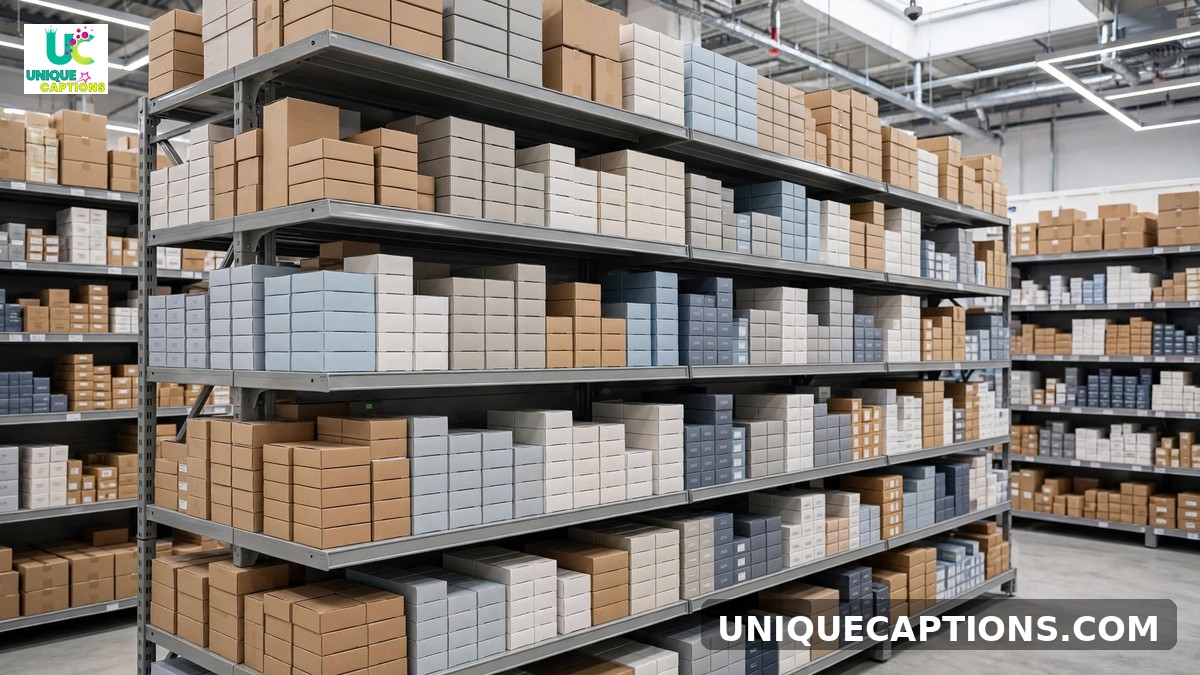 Restock alert captions - well-stocked shelves full of product boxes in a bright warehouse