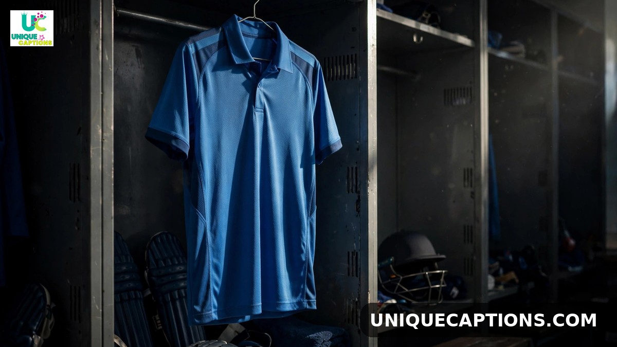 Rohit Sharma ODI captions - blue cricket team jersey hanging in a dressing room locker