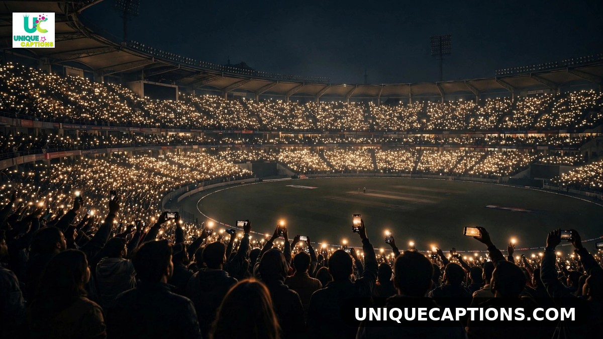 Fans holding phone lights at night for Royal Challengers captions