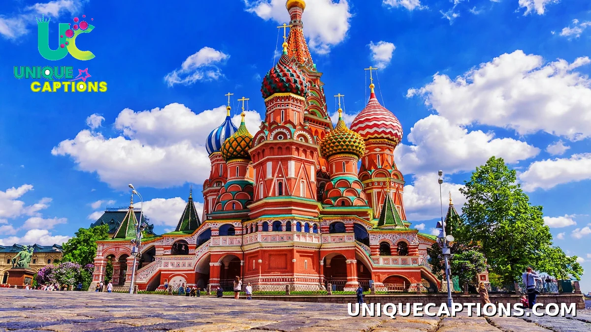 St. Basil's Cathedral colorful onion domes in Moscow