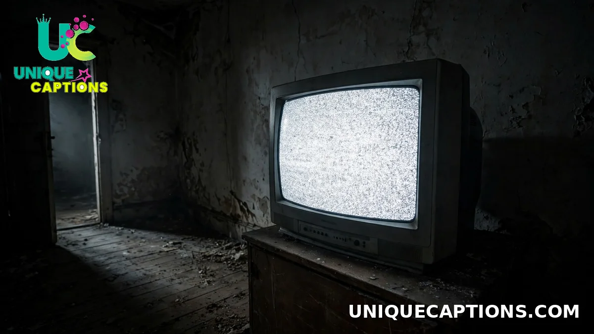 An old TV glowing with static in a dark room