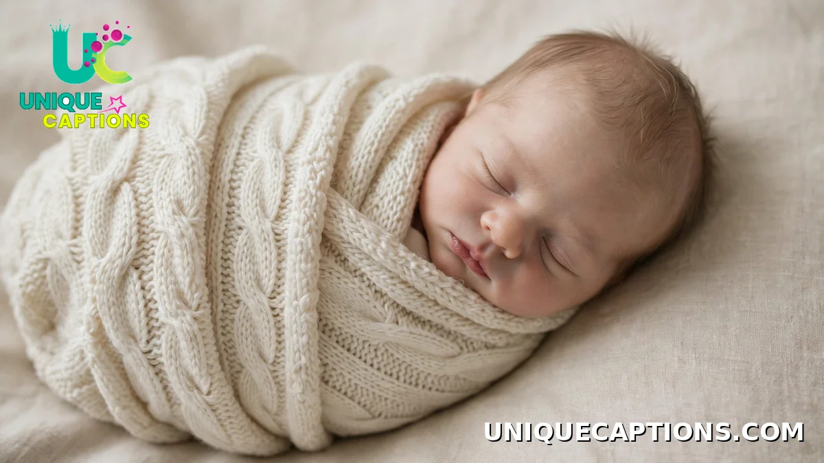 Sleeping newborn wrapped in a cream knit blanket