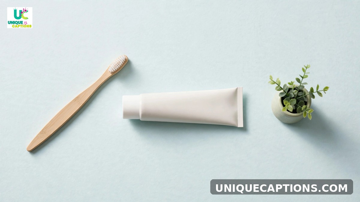 Instagram captions for dentists - short minimal flat lay of toothbrush and toothpaste