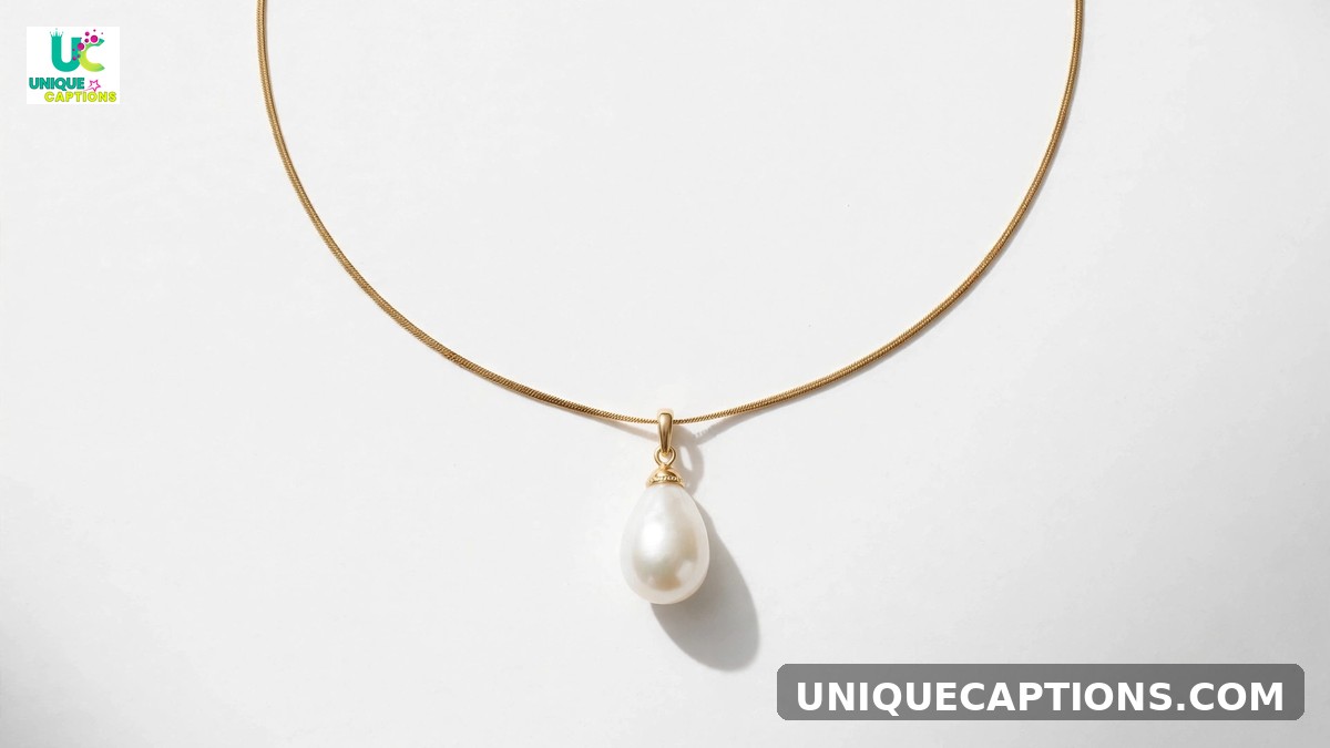 Short jewelry and fashion captions - minimal necklace on clean white background