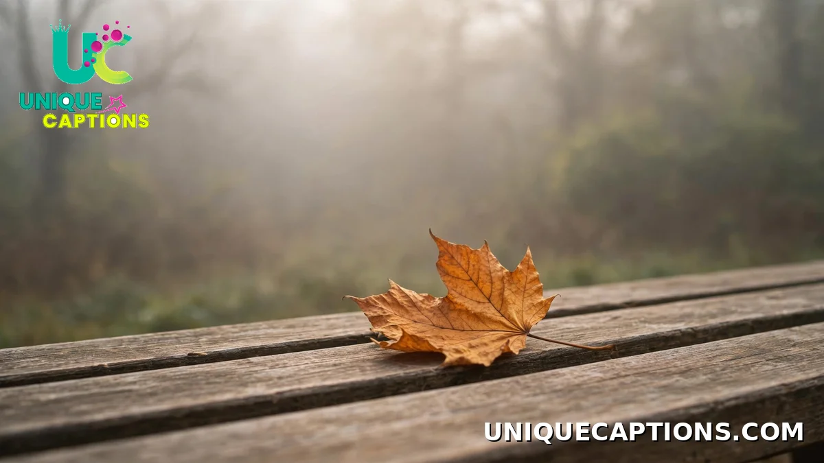 Short November captions for Instagram with a single amber leaf