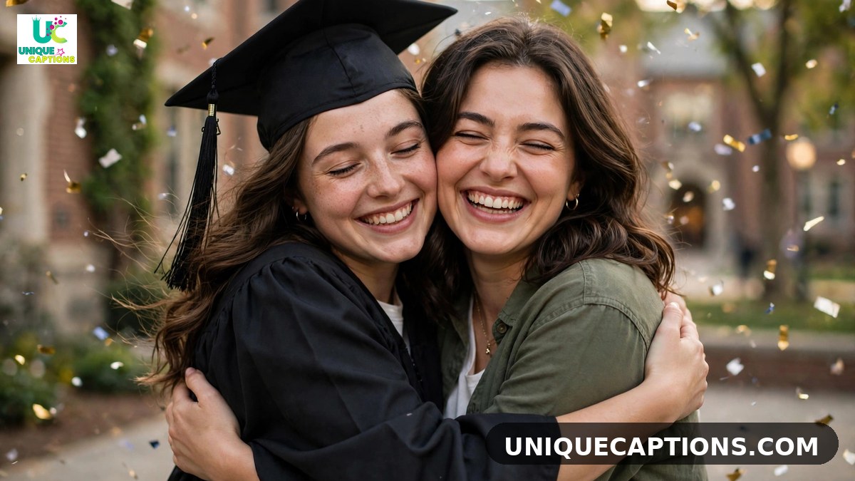 Proud comments for sister pic on Instagram - graduate hugging her proud sister