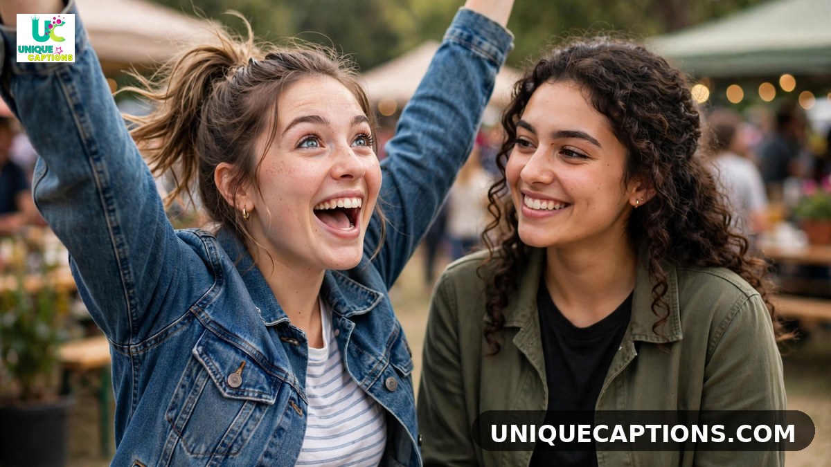 Supportive comments for sister pic on Instagram - sister cheering at an outdoor event