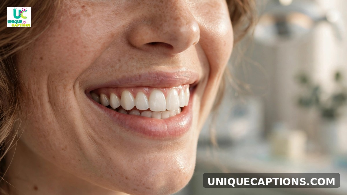 Smile makeover captions - radiant transformed smile in elegant beauty photography