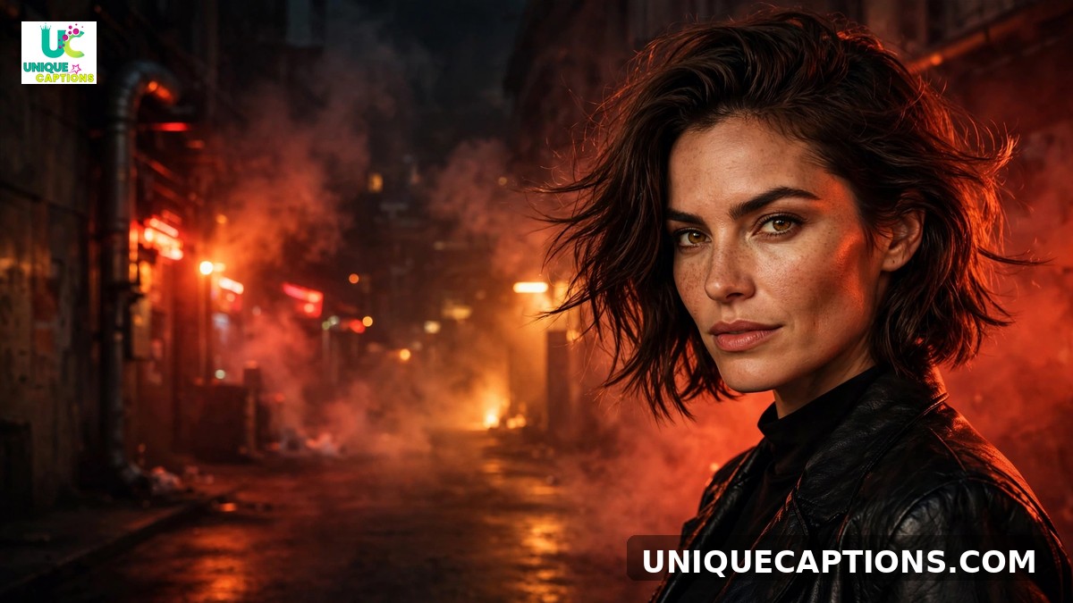 Spicy hot captions - bold portrait with dramatic warm cinematic lighting