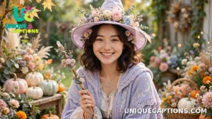 Pastel witch costume with flowers and a sparkling wand